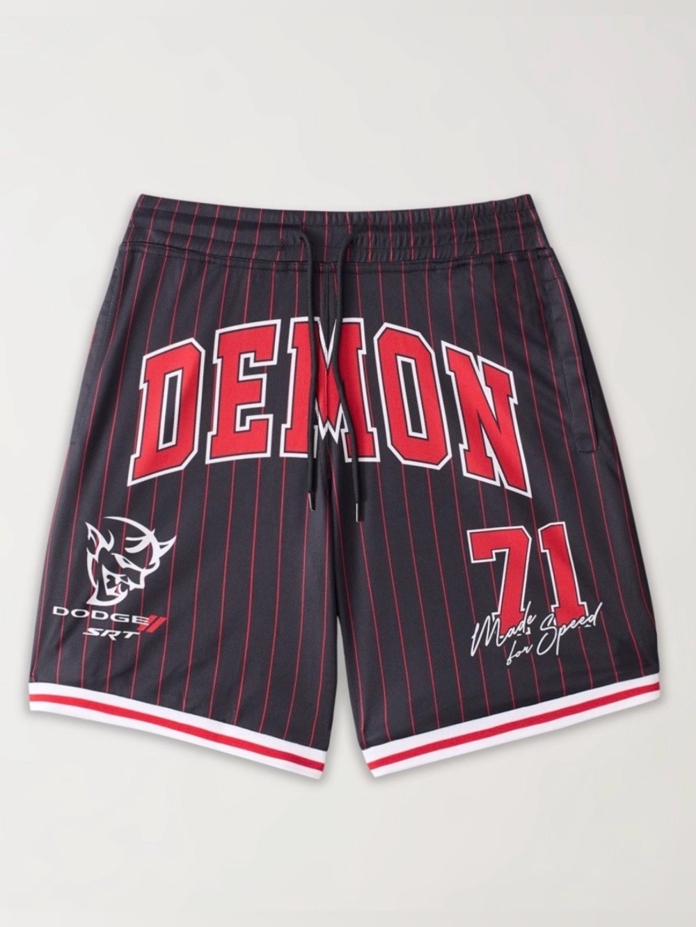 Reason x Dodge Demon 71 Pinstripe Basketball Shorts Black Red Men’s XL NWT